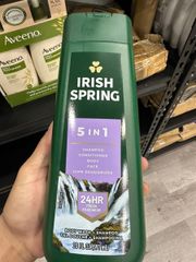 Sữa Tắm Gội Xả Irish Spring 5 In 1 USA 591ml - Giải Pháp Chăm Sóc Đầu Tóc và Cơ Thể Nam Tính, Hương Thơm Lâu Dài