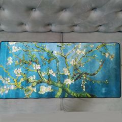 Tấm Lót Bàn Làm Việc Hoa Đào Xanh 90x40cm - Chống Nước, Chống Trầy, Cao Su Chống Trượt, Dành Cho Game Thủ