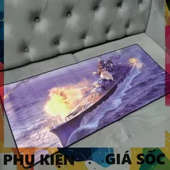 Tấm Lót Bàn Làm Việc Battleship 16 - Kích Cỡ Lớn 90x40cm, Dày 3mm, Di Chuột Dễ Dàng Cho Game Thủ, Chất Liệu Cao Su Bền Bỉ