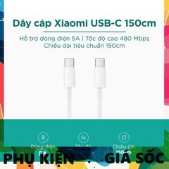 Dây Sạc Chính Hãng Xiaomi Type C To Type C 5A Tốc Độ Cao 480Mbps Dài 1.5m - Chất Liệu Bền Bỉ, Thiết Kế Gọn Nhẹ