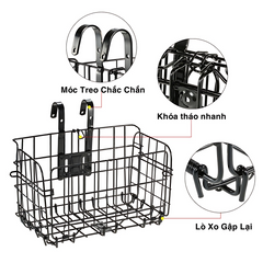 Giỏ Xe Đạp Gấp Gọn PÊ ĐAN - Chất Liệu Kim Loại Dày Chắc Chắn, Tiết Kiệm Không Gian, Dễ Lắp, Phụ Kiện Xe Đạp Hữu Ích