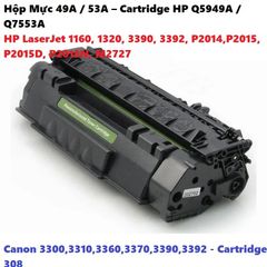 Hộp Mực In 49A / 53A - Cartridge HP Q5949A / Q7553A cho Máy In LaserJet HP và Canon, Chất Lượng Cao, Tiết Kiệm Chi Phí