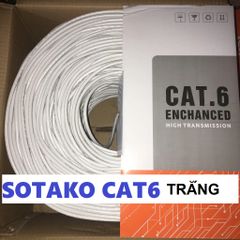 Thùng Dây Mạng Cat6 SOTAKO UTP 305m - 8 Lõi Chịu Lực, Màu Trắng/Xanh - Dây Mạng LAN Chống Nhiễu, Kết Nối Máy Tính, Camera
