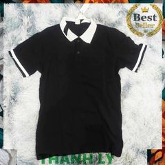 Áo Polo Nam Cổ Bẻ Kẻ Chéo Màu Đen - Chất Cotton Thoáng Khí, Dáng Năng Động Thời Trang Đi Học Đi Làm