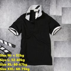 Áo Polo Nam Cổ Bẻ Kẻ Chéo Màu Đen - Chất Cotton Thoáng Khí, Dáng Năng Động Thời Trang Đi Học Đi Làm