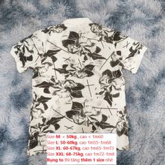 Áo Thun Nam Ngắn Tay Cộc Tay Họa Tiết Hoa Màu Trắng - Vải Cotton Cá Sấu Cao Cấp Thoáng Mát, Phù Hợp Để Đi Làm và Đi Chơi