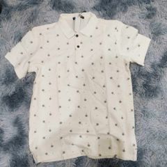 Áo Polo Nam Cổ Bẻ Họa Tiết Cây Dừa Màu Trắng - Chất Cotton Thoáng Khí, Dễ Dàng Kết Hợp, Phong Cách Thể Thao, Đi Chơi, Đi Làm