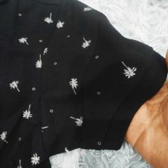Áo Polo Nam Q29 Đen Họa Tiết Cây Dừa - Vải Cotton Thoáng Khí, Dễ Dàng Phối Đồ, Thời Trang Nam Cổ Bẻ