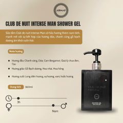 Sữa Tắm Hương Nước Hoa Armaf Club De Nuit 360ml - Gel Tắm Sang Trọng Cho Nam & Nữ - Tươi Mát, Quyến Rũ, Lưu Hương Dài Lâu