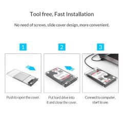 Hộp Đựng Ổ Cứng 2.5 inch ORICO 2139U3 - HDD Box SATA 3 USB 3.0 Chống Rung, Tương Thích Windows và Mac, Thiết Kế Nhỏ Gọn