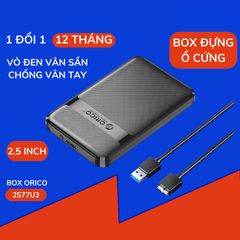 Hộp Đựng Ổ Cứng Di Động 2.5 inch ORICO 2577 Đen - HDD Box SATA 3 USB 3.0, Tương Thích Windows & MAC, Kết Nối Nhanh 5Gb/s