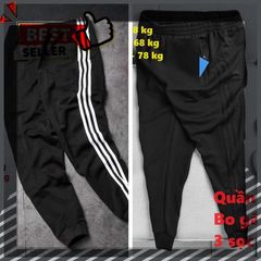 Quần Jogger Thể Thao Unisex 3 Sọc Trắng Đen - Nỉ Poly Tập Gym, Dạo Phố Cho Nam Nữ, Phong Cách Năng Động, Thoải Mái