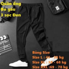 Quần Jogger Thể Thao Unisex 3 Sọc Trắng Đen - Nỉ Poly Tập Gym, Dạo Phố Cho Nam Nữ, Phong Cách Năng Động, Thoải Mái