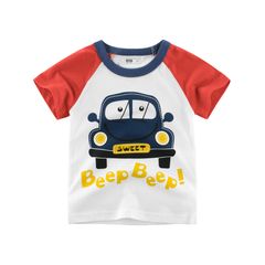 Áo Thun Cộc Tay Cotton 100% cho Bé - Họa Tiết Dễ Thương Khủng Long, Xe Cứu Hỏa, Máy Bay - Thời Trang Năng Động Cho Trẻ Em 3-8 Tuổi