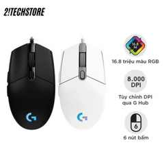 Chuột Có Dây Logitech G102 - Chuột Gaming 8000 DPI Chính Xác, Thiết Kế Ergonomic, Đèn RGB Tùy Chỉnh, Để Chơi Game và Làm Việc