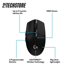 Chuột Không Dây Logitech G304 HERO - Chuột Gaming Cao Cấp 12.000 DPI, Kết Nối 1ms, Thiết Kế Nhẹ và Công Thái Học, Dành Cho Game Thủ