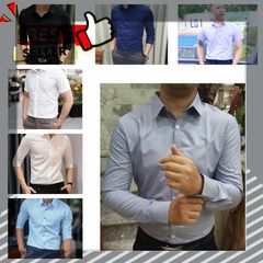 Áo sơ mi nam dài tay cộc tay chất lụa Hàn Quốc không nhăn không xù thấm hút mồ hôi - Thời trang nam phong cách hiện đại