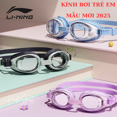 Kính Bơi Trẻ Em Li-Ning 2025 - Chống Nước, Chống Sương Mù, UV, Mẫu Mới LNJV254, Cho Bé 3-10 Tuổi, Thiết Kế Thời Trang, Bộ Sản Phẩm Kèm Hộp Đựng