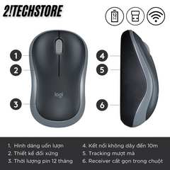 Chuột Không Dây Logitech M185 - Thiết Kế Nhỏ Gọn, Kết Nối 2.4GHz, 1000 DPI, Dùng Cho Laptop & Văn Phòng, Tuổi Thọ Pin 12 Tháng