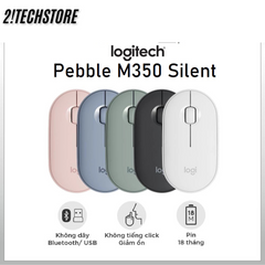 Chuột Không Dây Logitech M350 Pebble - Thiết Kế Thời Trang, Yên Tĩnh, Dùng Cho Học Tập Văn Phòng, Bluetooth và USB 2.4GHz