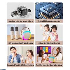 Loa Bluetooth K12 Mini 5W - Không Dây Kèm 2 Micro Karaoke, Thiết Kế Nhỏ Gọn Tiện Dụng cho Âm Nhạc và Giải Trí