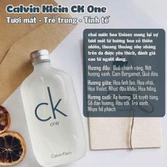 Nước Hoa Calvin Klein CK One EDT 100ml - Hương Nước Hoa Đặc Trưng Cho Cả Nam & Nữ, Pha Trộn Cam Bergamot và Gỗ Tuyết Tùng