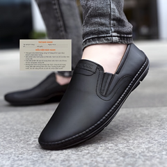 Giầy Lười Nam Da PU Đen Chất Lượng Cao - Giày Sục êm chân Thời Trang Năng Động Dành Cho Giới Trẻ