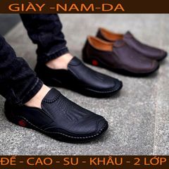 Giày Lười Nam Da PU Dập Vân Sang Trọng, Đế Khâu 2 Lớp Siêu Bền Thời Trang Dễ Phối Đồ