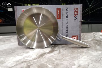 Chảo Inox SEKA 5 Lớp Nguyên Khối SK6030 - Chảo Cạn Lòng 16cm, 22cm, 26cm Dùng Cho Mọi Loại Bếp - An Toàn và Tiết Kiệm Năng Lượng