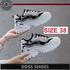 Giày Thể Thao Nữ Sneaker Độn Đế Viền Sóng Kim Tuyến Thời Trang - Giày Đi Học, Đi Chơi, Đi Làm Phong Cách 2023