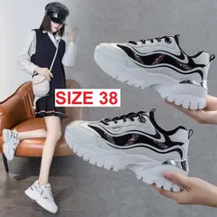 Giày Thể Thao Nữ Sneaker Độn Đế Viền Sóng Kim Tuyến Thời Trang - Giày Đi Học, Đi Chơi, Đi Làm Phong Cách 2023