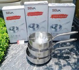 Chảo Chống Dính Sâu Lòng Seka Inox Nguyên Khối, Dùng Mọi Loại Bếp + Vỉ Gác Dầu - Tiện Ích Cho Bếp Gia Đình