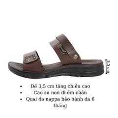 Dép Nam Quai Ngang Da Cao Cấp Mã D04 - Đế Cao Su Non Đúc Nguyên Khối Thời Trang Đi Học, Đi Chơi, Đi Làm