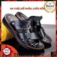 Dép Sandal Nam Cao Cấp Da Mềm Mại Đế Cao Su Đúc Tăng Cao 3,8cm Mã TH02 - Thời Trang Dễ Phối Đồ Đi Học Đi Chơi