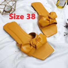 Dép Lê Nữ Quai Nơ - Dép Mũi Vuông Đế Bệt Thời Trang, Ôm Chân Êm Ái, Kiểu Dáng Đơn Giản Nữ Tính