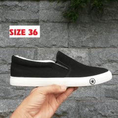 Giầy Lười Nữ Slipon Vải Thô Huani Đế Trắng Thời Trang - Phong Cách Dễ Phối Đồ Cho Mùa Hè