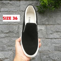 Giầy Lười Nữ Slipon Vải Thô Huani Đế Trắng Thời Trang - Phong Cách Dễ Phối Đồ Cho Mùa Hè