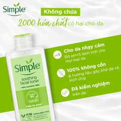 Nước Hoa Hồng Simple Làm Dịu Da Nhạy Cảm 200ml - Toner Cấp Ẩm Từ Thương Hiệu Anh Quốc, Không Chứa Cồn, Phù Hợp Mọi Loại Da