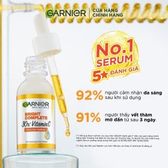 Tinh Chất Dưỡng Da Garnier Bright Complete 30x Vitamin C - Làm Sáng, Mờ Thâm, Chiết Xuất Yuzu, Phù Hợp Với Mọi Loại Da
