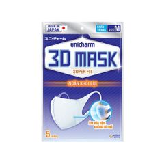 Khẩu Trang Unicharm 3D Mask Ngăn Khói Bụi Size M Gói 5 Cái