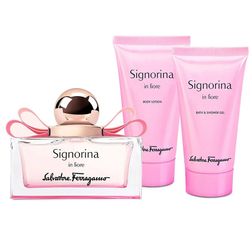 Set Quà Tặng Mỹ Phẩm Salvatore Ferragamo Signorina In Fiore 50ML - Nước Hoa, Gel Tắm & Lotion Dưỡng Da Hương Hoa Quả Tươi Mát