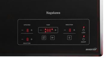 Bếp từ hồng ngoại Nagakawa NAG1253M 3 vùng nấu 5600W, mặt kính Ceramic bền đẹp, công nghệ Inverter tiết kiệm điện, nấu ăn nhanh chóng, tiện lợi.