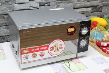 Lò Vi Sóng Sharp R-203VN-M 20 Lít - Kiểu Dáng Sang Trọng, 800W, Đèn Quan Sát, Nấu Nhanh, Hẹn Giờ Tiện Lợi, Dễ Dàng Vệ Sinh