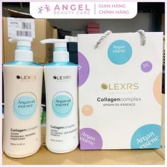 Cặp Dầu Gội Xả Olexrs Argan Oil Collagen 500ml - Xanh - Dưỡng Tóc Suôn Mượt