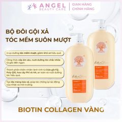 Cặp Dầu Gội Xả Biotin Collagen Voudioty Vàng 500ml Phục Hồi Tóc, Ngăn Gãy Rụng