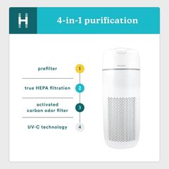 Máy lọc không khí HoMedics AP-T43 4in1 - Lọc sạch 99,97% bụi mịn, giảm mùi hôi, công nghệ UV-C, phù hợp phòng lớn 32,4m²