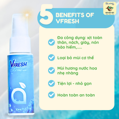 Xịt Khử Mùi VFresh Chính Hãng - Combo 2 Chai 30mL Hương Nước Hoa Unisex Sang Trọng, Khử Mùi Hiệu Quả, Giữ Thoáng Khô, An Toàn Cho Da Nhạy Cảm