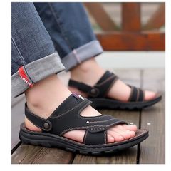 Giày Dép Nam Da Xăng Đan Cao Cấp - Sandal Đế Khâu 2 Màu Có Logo Ploveerr - Thời Trang Thoải Mái, Đẹp Mắt