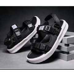 Sandal Nữ Nam 2 Quai Ngang Sport Khóa Bấm Cao Cấp Đen - Dép Học Sinh Thời Trang Mới Nhất 2023