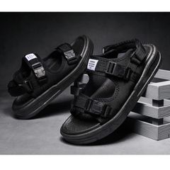 Sandal Nữ Nam 2 Quai Ngang Sport Khóa Bấm Cao Cấp Đen - Dép Học Sinh Thời Trang Mới Nhất 2023